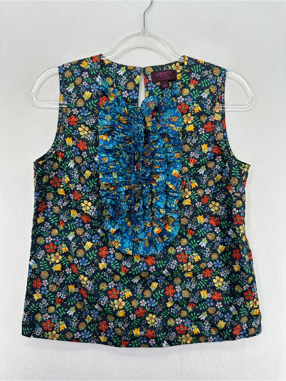 J. Crew Liberty Art Ruffle Edenham Top Size 2